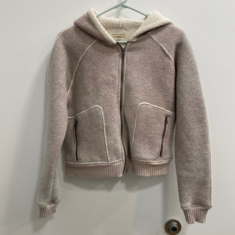 Sashimi Full Zip Hoodie Women M Mauve Sherpa Lined Fleece Gorpcore Cozy